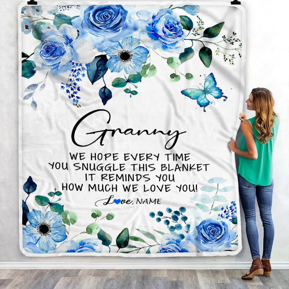 Personalized To My Granny Blanket From Grandkids Floral How Much We Love You Granny Birthday Mothers Day Christmas Customized Fleece Throw Blanket