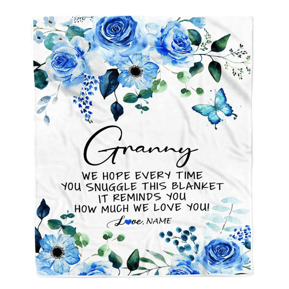 Personalized To My Granny Blanket From Grandkids Floral How Much We Love You Granny Birthday Mothers Day Christmas Customized Fleece Throw Blanket