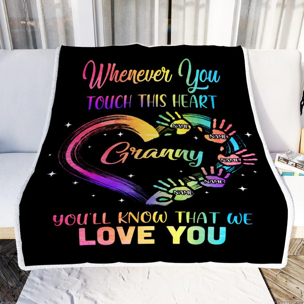 Personalized Granny Blanket From Grandkids Granddaughter Grandson We Love You Grandparent Granny Birthday Mothers Day Christmas Bed Fleece Throw Blanket