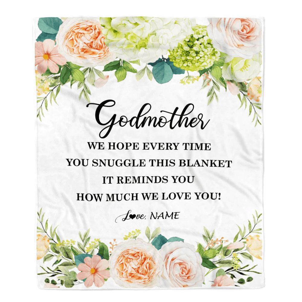 Personalized To My Godmother Blanket from Goddaughter How Much We Love You Flower Godmother Birthday Mothers Day Christmas Customized Fleece Blanket