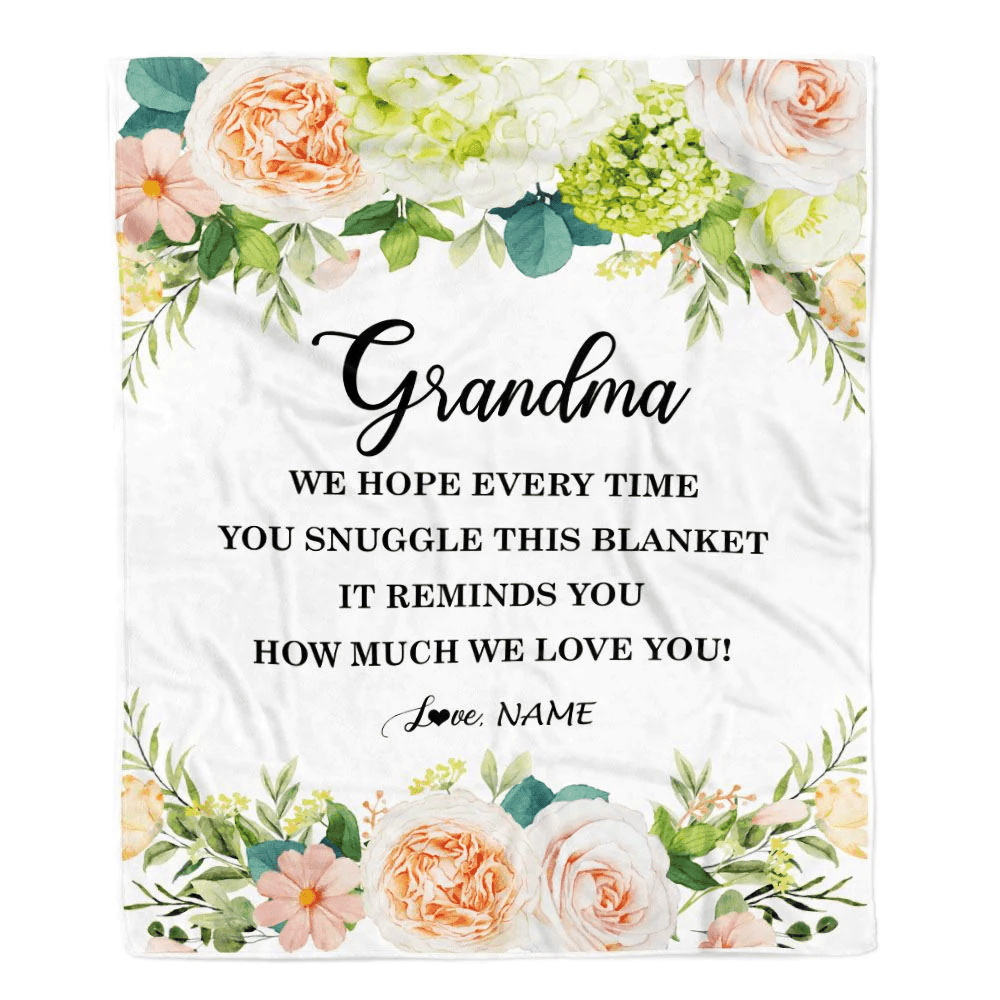 Personalized To My Grandma Blanket From Grandkids How Much We Love You Flower Grandma Birthday Mothers Day Christmas Customized Fleece Throw Blanket