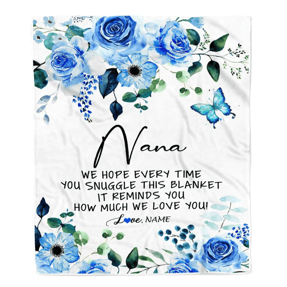 Personalized To My Nana Blanket From Grandkids Floral How Much We Love You Nana Birthday Mothers Day Christmas Customized Fleece Throw Blanket