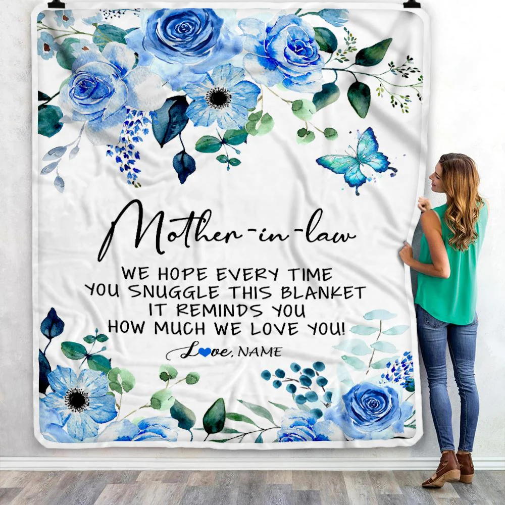 Personalized To My Mother In Law Blanket Floral How Much We Love You Mother In Law Birthday Mothers Daythanksgiving Christmas Fleece Throw Blanket