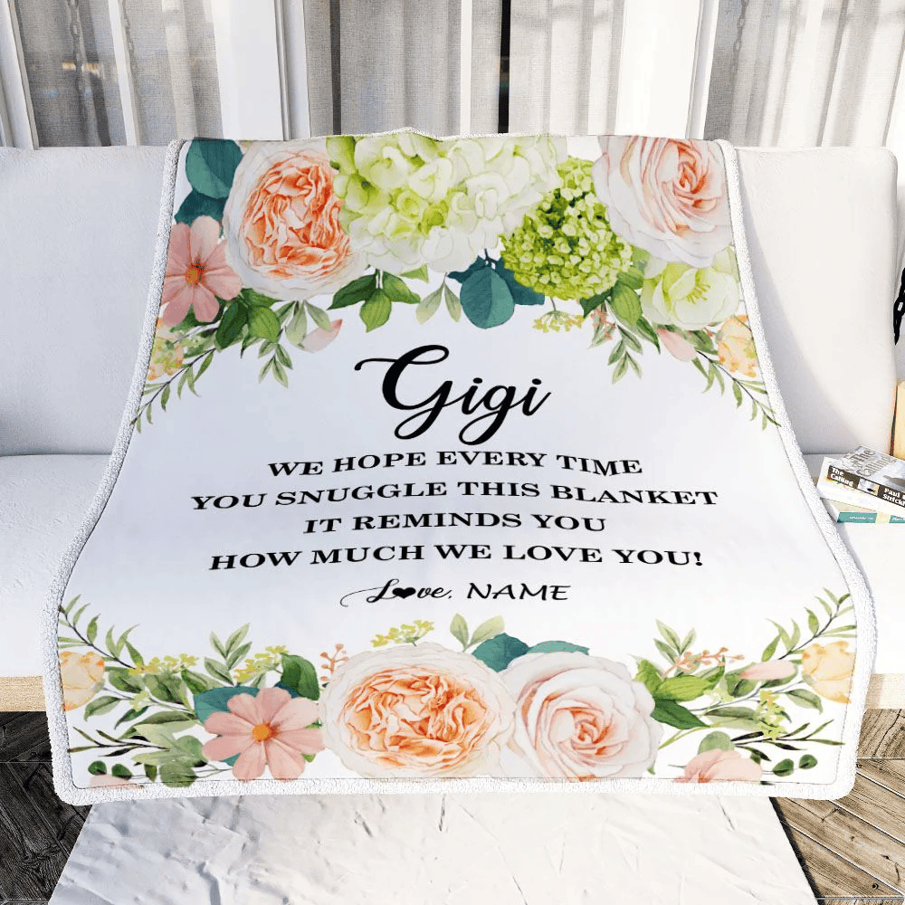 Personalized To My Gigi Blanket From Grandkids How Much We Love You Flower Gigi Birthday Mothers Day Christmas Customized Fleece Throw Blanket