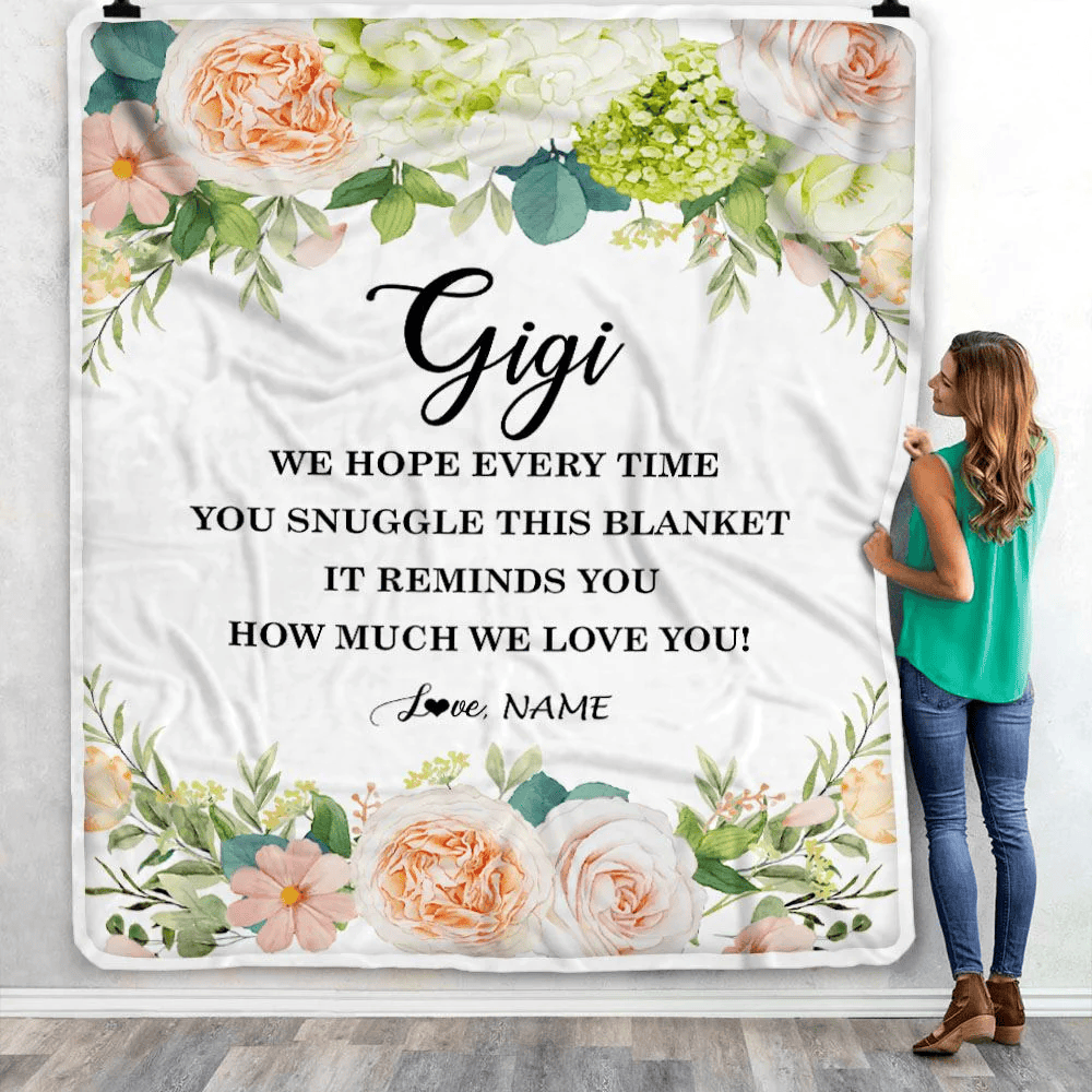 Personalized To My Gigi Blanket From Grandkids How Much We Love You Flower Gigi Birthday Mothers Day Christmas Customized Fleece Throw Blanket
