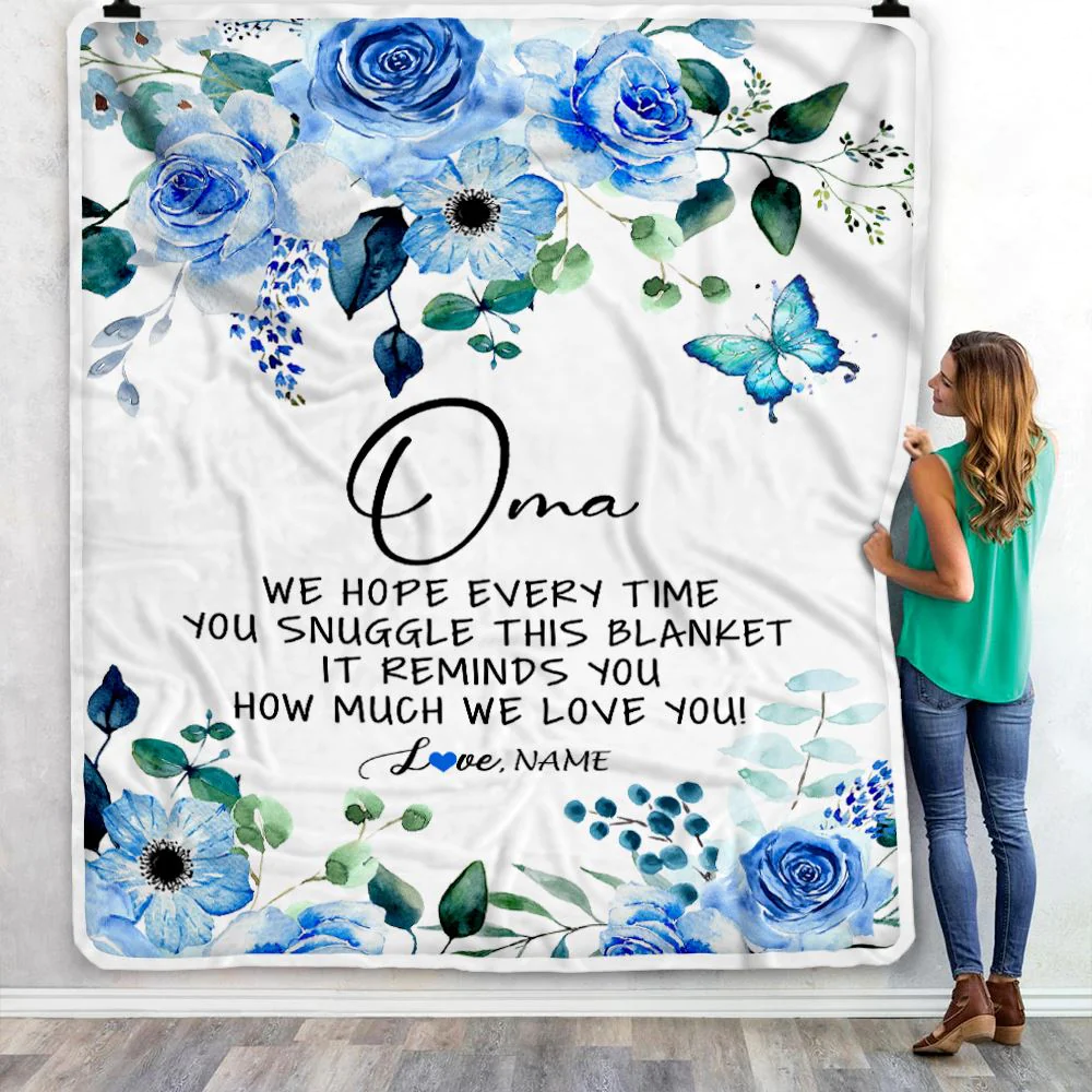 Personalized To My Oma Blanket From Grandkids Floral How Much We Love You Oma Birthday Mothers Day Christmas Customized Fleece Throw Blanket