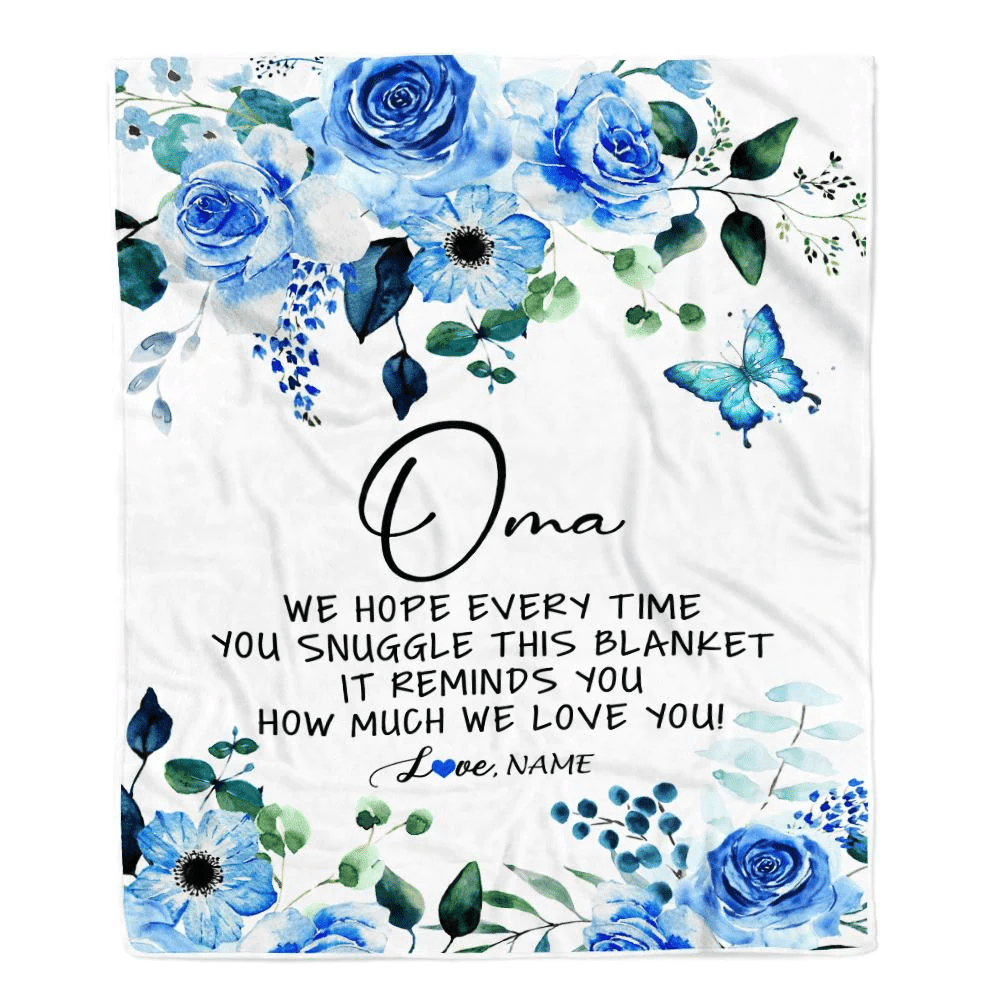 Personalized To My Oma Blanket From Grandkids Floral How Much We Love You Oma Birthday Mothers Day Christmas Customized Fleece Throw Blanket