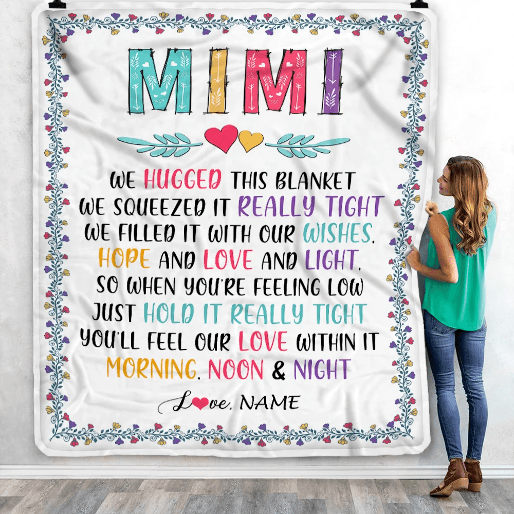 Personalized Mimi Blanket From Grandkids We Hugged This Blanket Mimi Birthday Mothers Day Christmas Customized Fleece Blanket