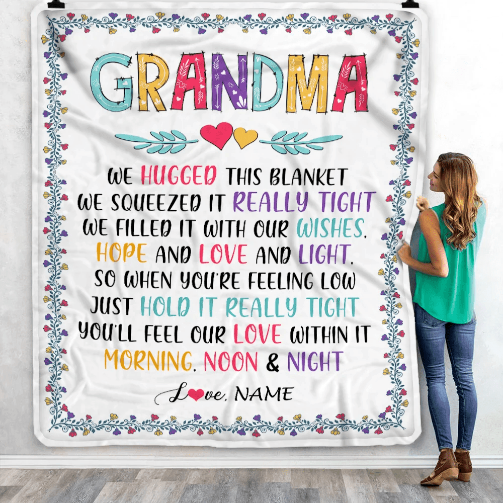 Personalized Grandma Blanket From Grandkids We Hugged This Blanket Grandma Birthday Mothers Day Christmas Customized Fleece Blanket