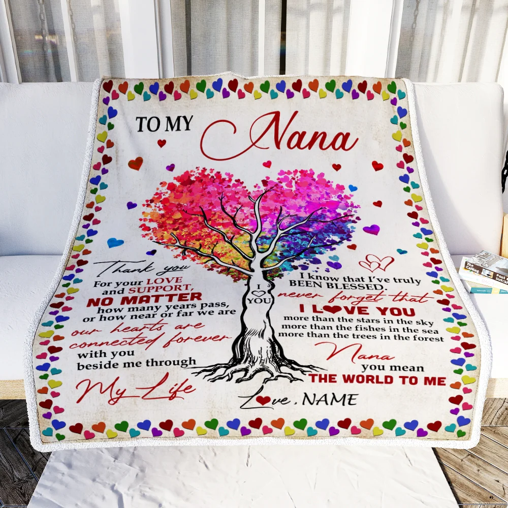 Personalized To My Nana Blanket From Grandkids Never Forget That I Love You You Mean The World to Me Nana Birthday Mothers Day Christmas Fleece Blanket