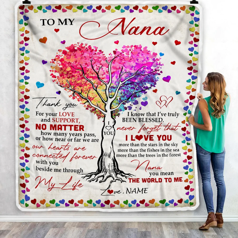 Personalized To My Nana Blanket From Grandkids Never Forget That I Love You You Mean The World to Me Nana Birthday Mothers Day Christmas Fleece Blanket