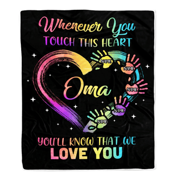 Personalized Oma Blanket From Grandkids Granddaughter Grandson We Love You Grandparent Oma Birthday Mothers Day Christmas Customized Bed Fleece Throw Blanket