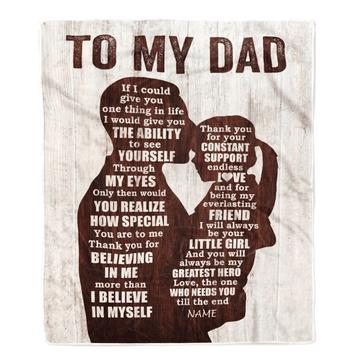 Personalized To My Dad Blanket from Daughter Wood Little Girl Thank you For Love Support Dad Mothers Day Birthday Christmas Customized Fleece Throw Blanket
