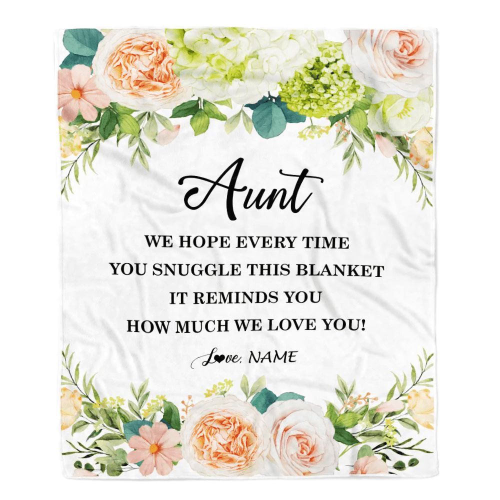 Personalized To My Aunt Blanket From Niece Nephew How Much We Love You Flower Aunt Birthday Mothers Day Christmas Customized Fleece Throw Blanket