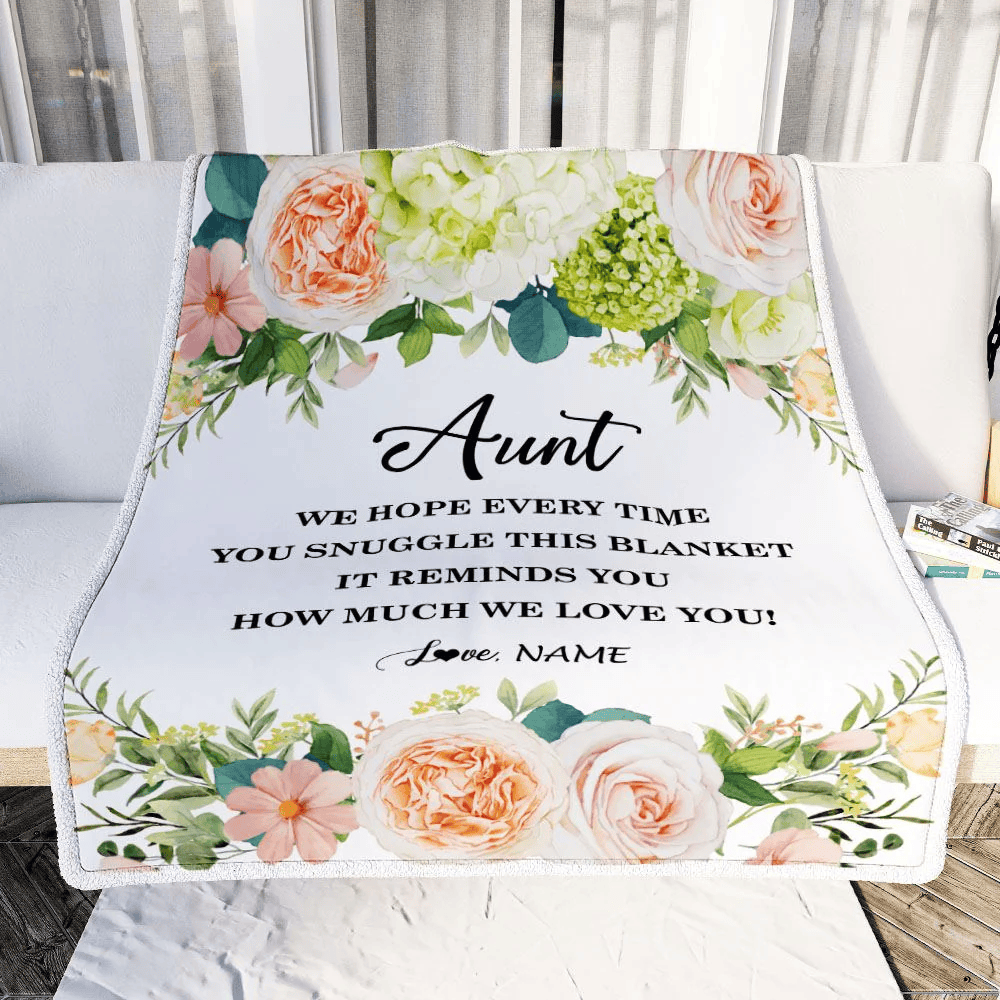 Personalized To My Aunt Blanket From Niece Nephew How Much We Love You Flower Aunt Birthday Mothers Day Christmas Customized Fleece Throw Blanket