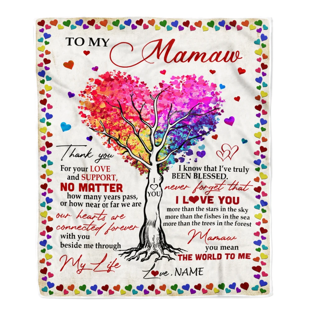 Personalized To My Mamaw Blanket From Grandkids Never Forget That I Love You You Mean The World to Me Mamaw Birthday Mothers Day Christmas Fleece Blanket