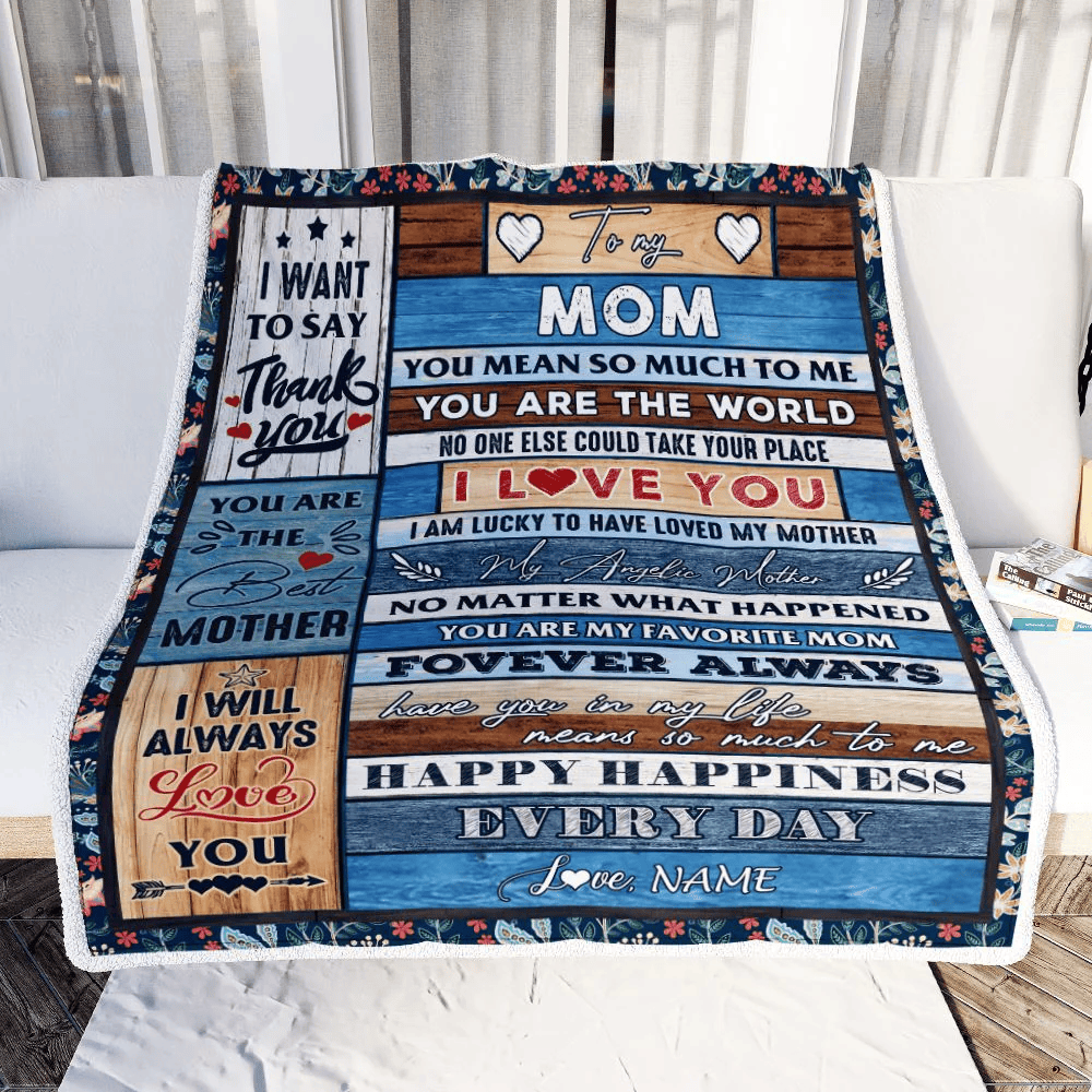Personalized To My Mom Blanket From Daughter Son Wood You Are My Favorite Mom Birthday Mothers Day Thanksgiving Christmas Customized Bed Fleece Throw Blanket