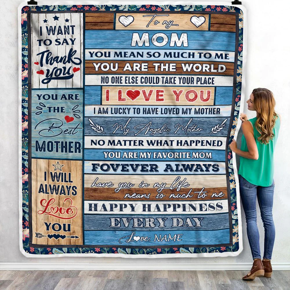 Personalized To My Mom Blanket From Daughter Son Wood You Are My Favorite Mom Birthday Mothers Day Thanksgiving Christmas Customized Bed Fleece Throw Blanket