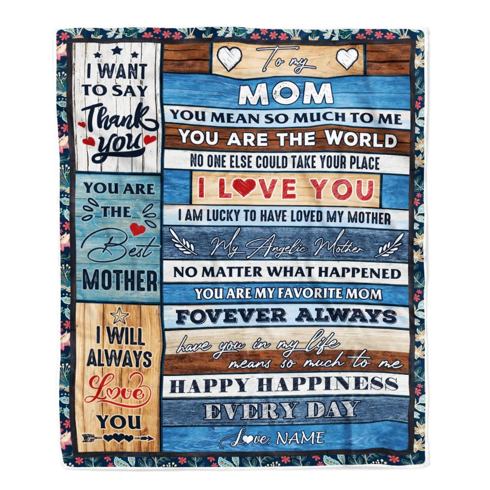 Personalized To My Mom Blanket From Daughter Son Wood You Are My Favorite Mom Birthday Mothers Day Thanksgiving Christmas Customized Bed Fleece Throw Blanket
