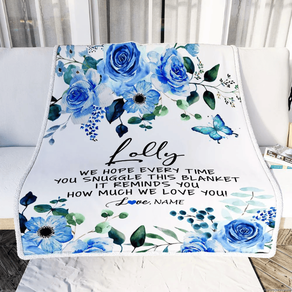 Personalized To My Lolly Blanket From Grandkids Floral How Much We Love You Lolly Birthday Mothers Day Christmas Customized Fleece Throw Blanket