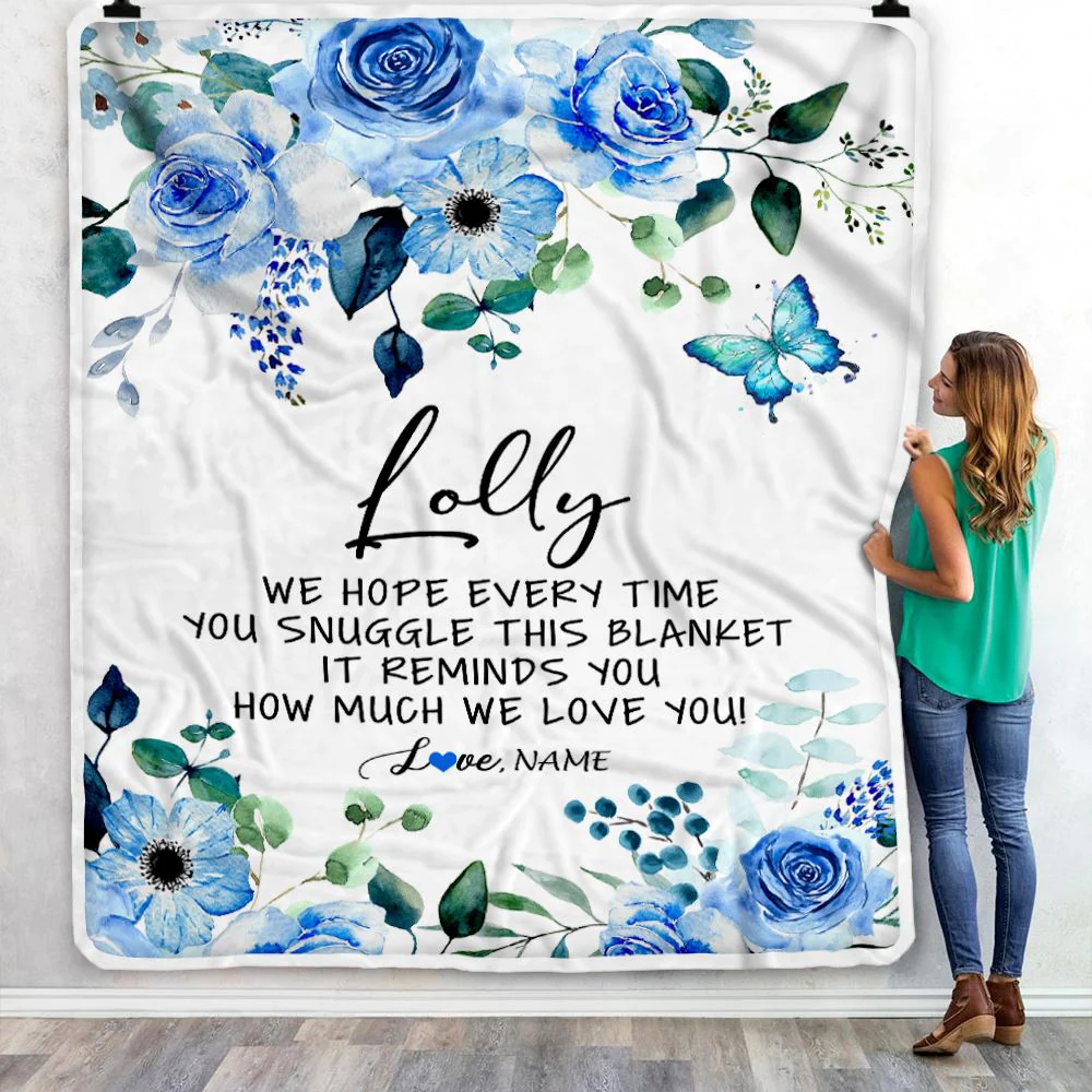 Personalized To My Lolly Blanket From Grandkids Floral How Much We Love You Lolly Birthday Mothers Day Christmas Customized Fleece Throw Blanket