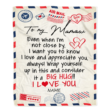 Personalized Mamaw Blanket From Grandkids I Love You Hugs Air Mail Letter Mamaw Birthday Mothers Day Christmas Customized Fleece Blanket