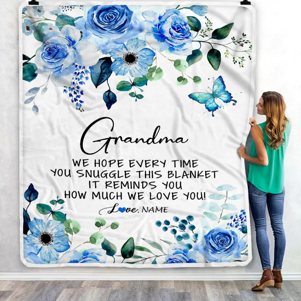 Personalized To My Grandma Blanket From Grandkids Floral How Much We Love You Grandma Birthday Mothers Day Christmas Customized Fleece Throw Blanket