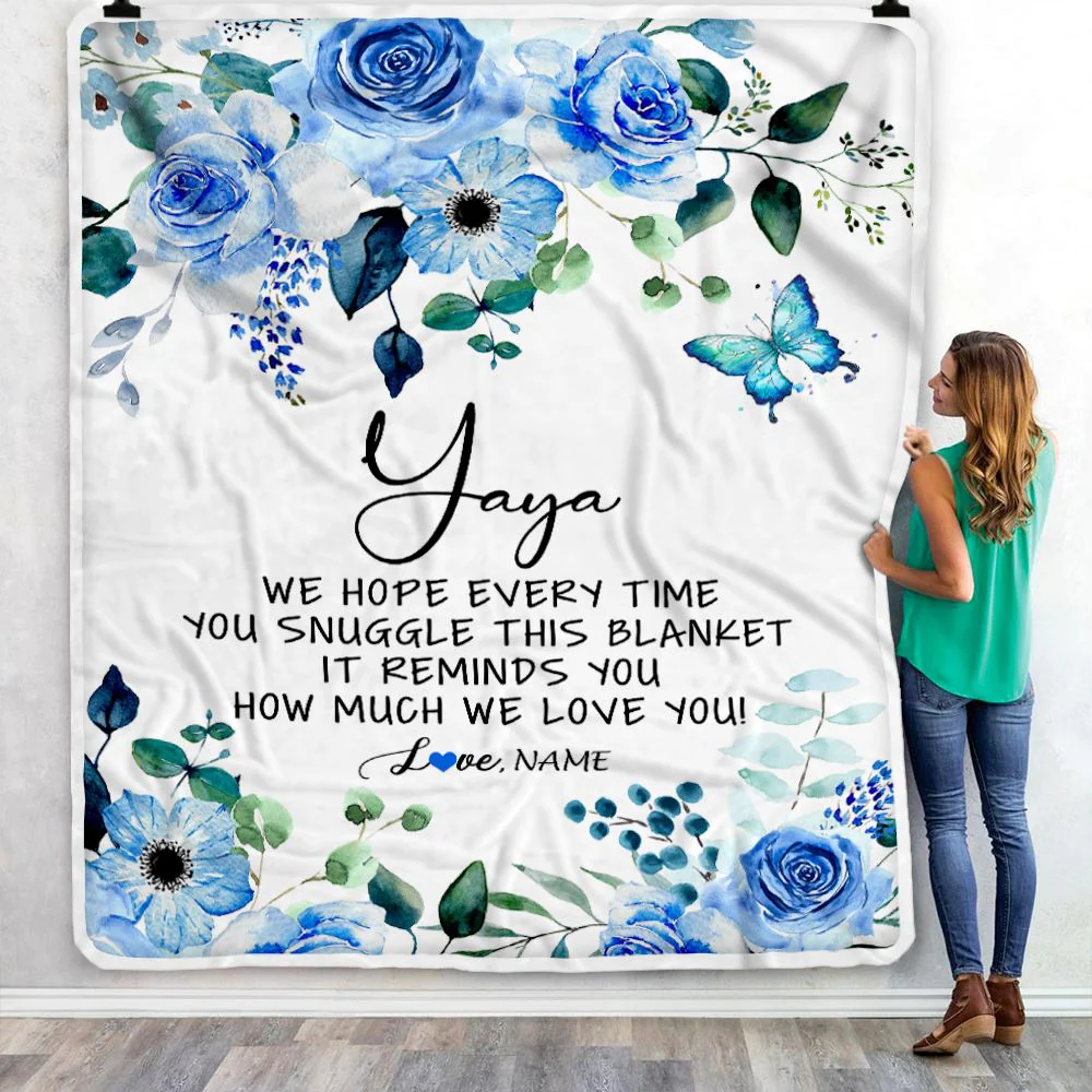 Personalized To My Yaya Blanket From Kids Floral How Much We Love You Yaya Birthday Mothers Day Christmas Customized Fleece Throw Blanket