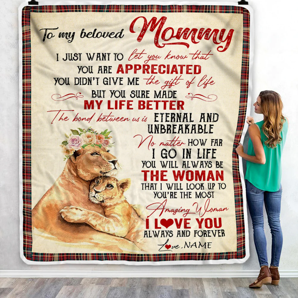 Personalized To My Mom Blanket From Daughter Son Lion You're The Most Amazing Woman I Love You Mom Mothers Day Birthday Christmas Customized Fleece Blanket