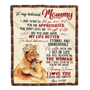 Personalized To My Mom Blanket From Daughter Son Lion You're The Most Amazing Woman I Love You Mom Mothers Day Birthday Christmas Customized Fleece Blanket