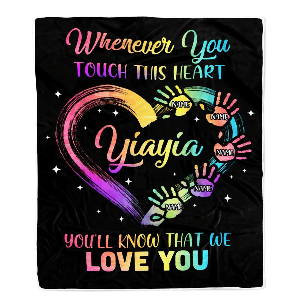 Personalized Yiayia Blanket From Grandkids Granddaughter Grandson We Love You Grandparent Yiayia Birthday Mothers Day Christmas Bed Fleece Throw Blanket