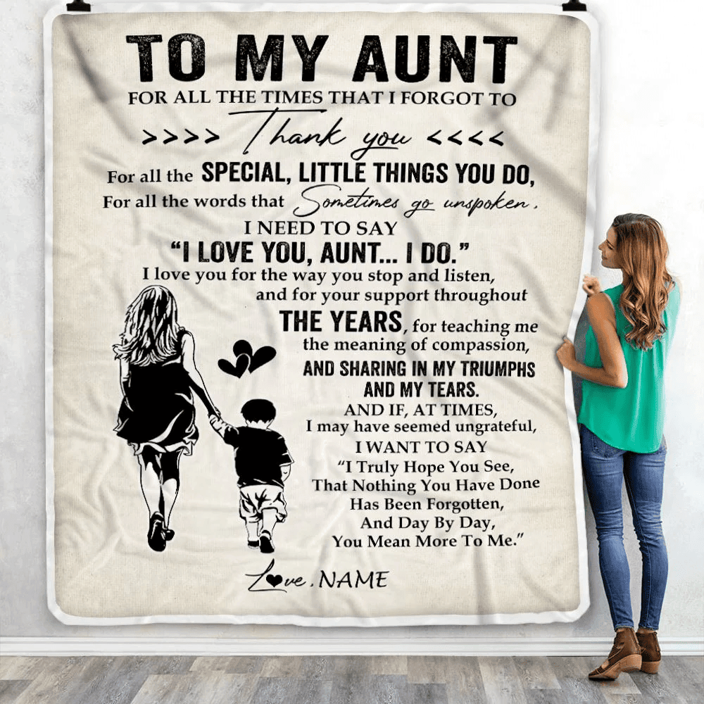 Personalized To My Aunt Blanket From Nephew For All The Times That I Forgot To Thank You Aunt Birthday Mothers Day Christmas Customized Fleece Blanket