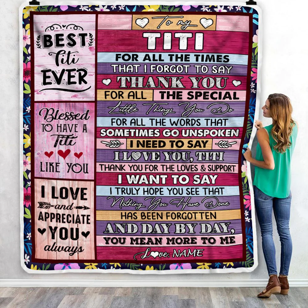 Personalized Titi Blanket From Niece Nephew Thank You For The Love Titi Mothers Day Birthday Christmas Customized Bed Fleece Throw Blanket