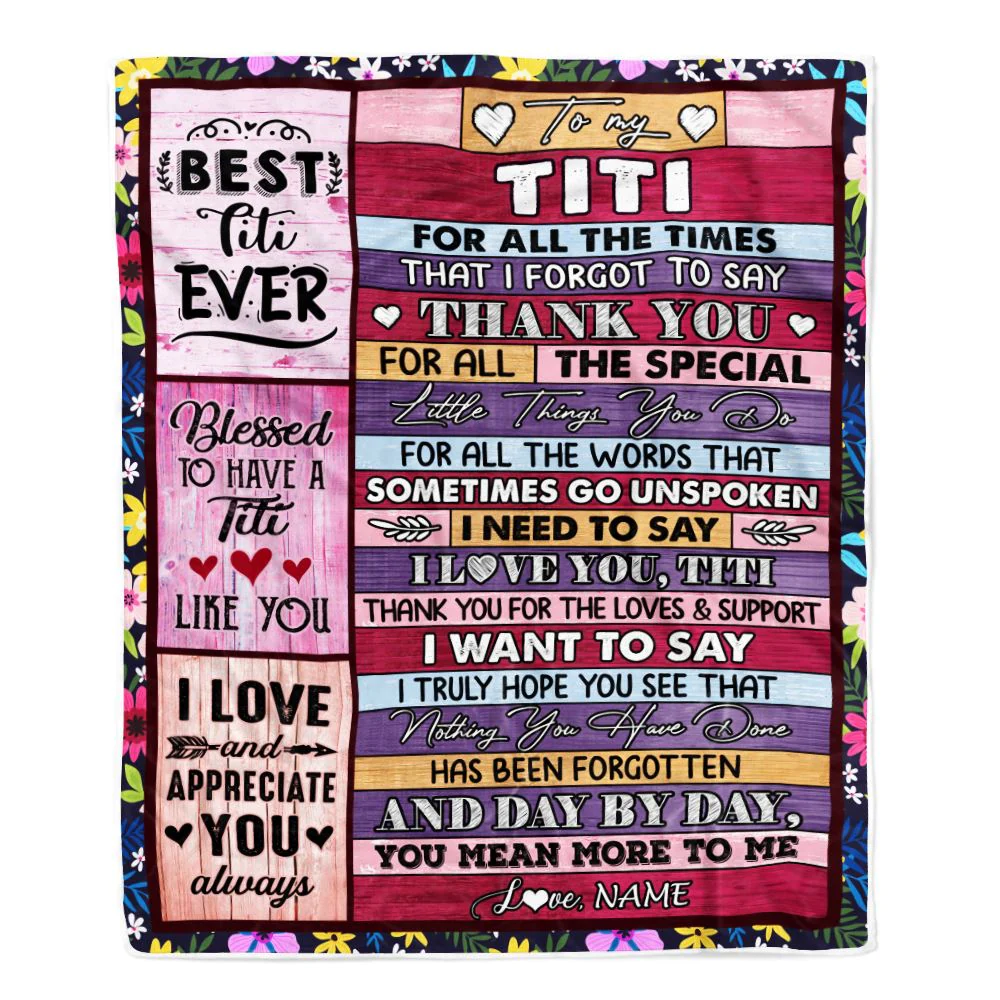 Personalized Titi Blanket From Niece Nephew Thank You For The Love Titi Mothers Day Birthday Christmas Customized Bed Fleece Throw Blanket