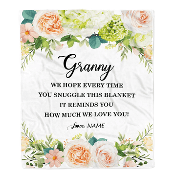 Personalized To My Granny Blanket From Grandkids How Much We Love You Flower Granny Birthday Mothers Day Christmas Customized Fleece Throw Blanket