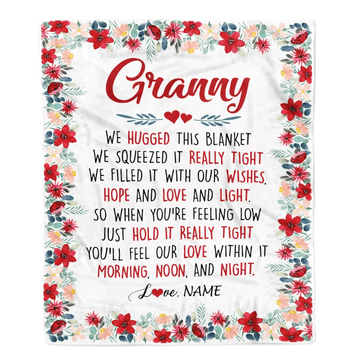 Personalized Granny Blanket From Grandkids Grandson Granddaughter We Hugged This Blanket Granny Birthday Mothers Day Christmas Customized Fleece Throw Blanket