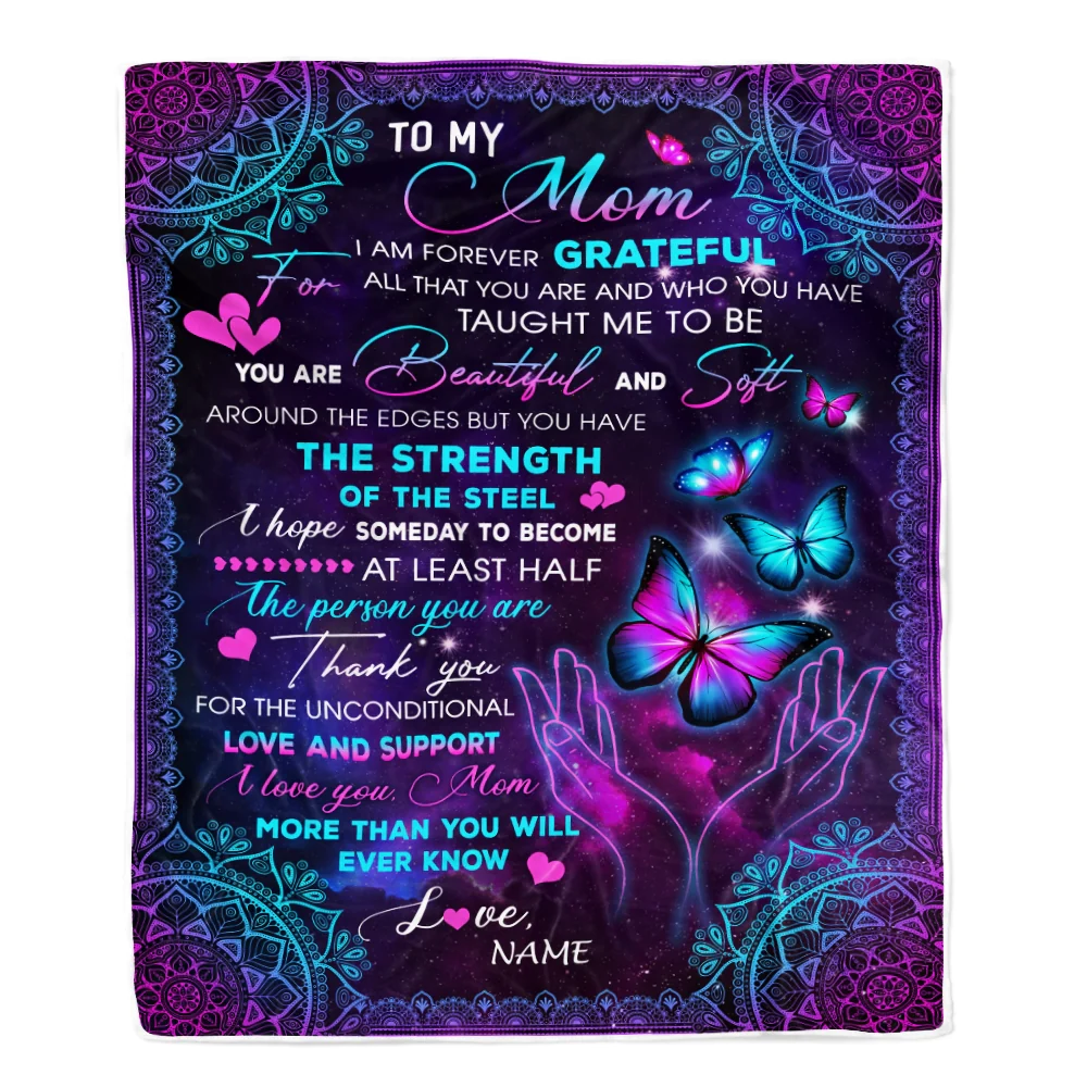 Personalized To My Mom Blanket From Daughter Son You Are Beautiful Butterfly Mom Birthday Mothers Day Christmas Customized Fleece Throw Blanket