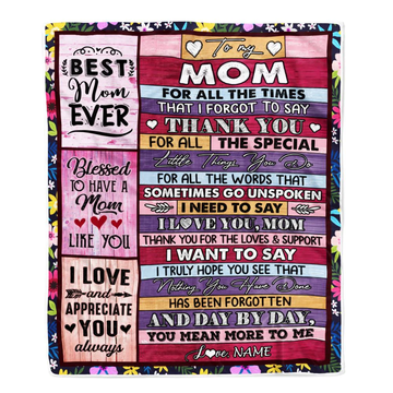 Personalized Mom Blanket From Daughter Son Thank You For The Love Mom Mothers Day Birthday Christmas Customized Bed Fleece Throw Blanket