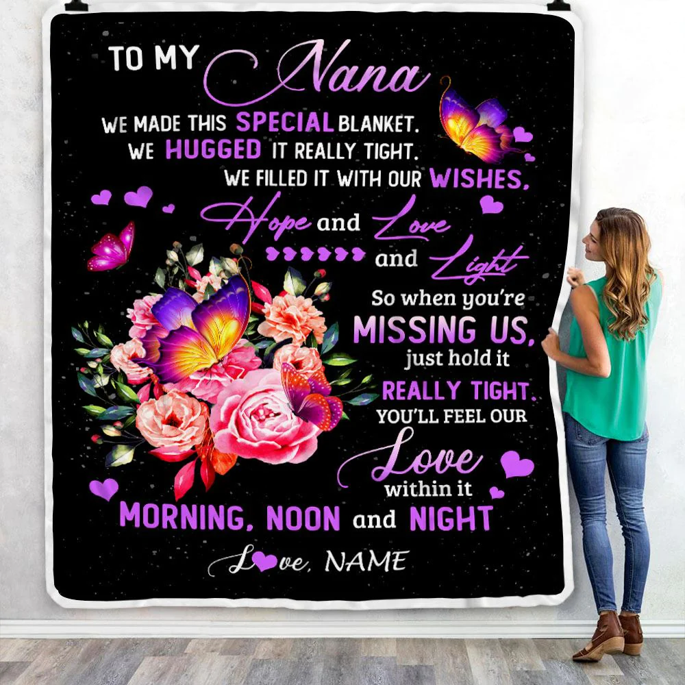 Personalized Nana Blanket From Grandkids Granddaughter We Made This Special Blanket Flower Nana Birthday Mothers Day Christmas Customized Fleece Blanket