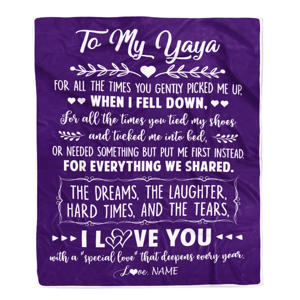Personalized To My Yaya Blanket From Kids I Love You With A Special Love Yaya Birthday Mothers Day Christmas Customized Fleece Throw Blanket