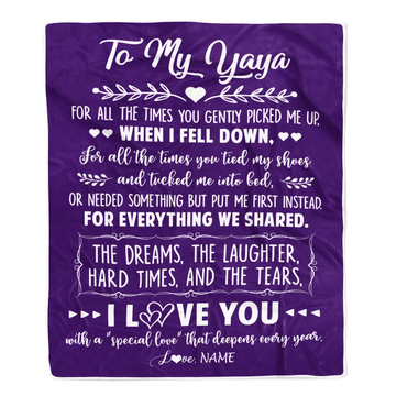 Personalized To My Yaya Blanket From Kids I Love You With A Special Love Yaya Birthday Mothers Day Christmas Customized Fleece Throw Blanket