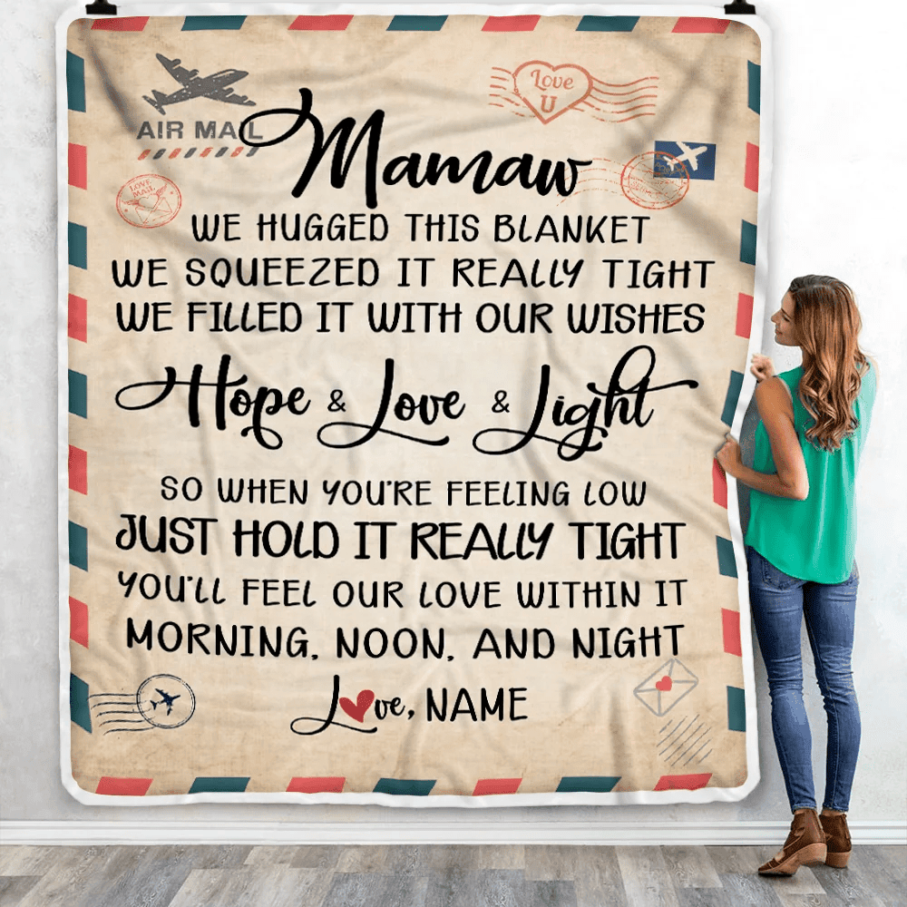 Personalized Mamaw Blanket From Grandkids We Hugged This Blanket Mail Letter Mamaw Birthday Mothers Day Christmas Customized Fleece Blanket