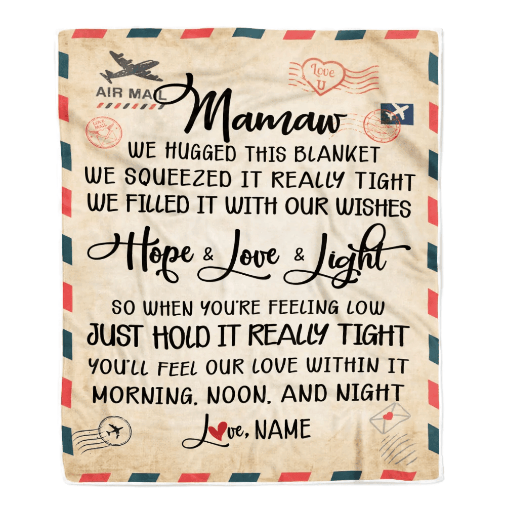Personalized Mamaw Blanket From Grandkids We Hugged This Blanket Mail Letter Mamaw Birthday Mothers Day Christmas Customized Fleece Blanket