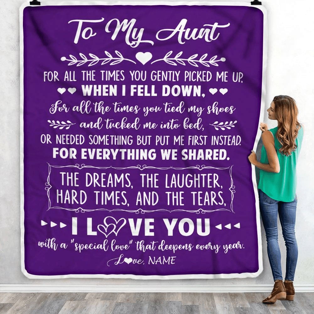 Personalized To My Aunt Blanket From Niece Nephew I Love You With A Special Love Aunt Birthday Mothers Day Christmas Customized Fleece Throw Blanket