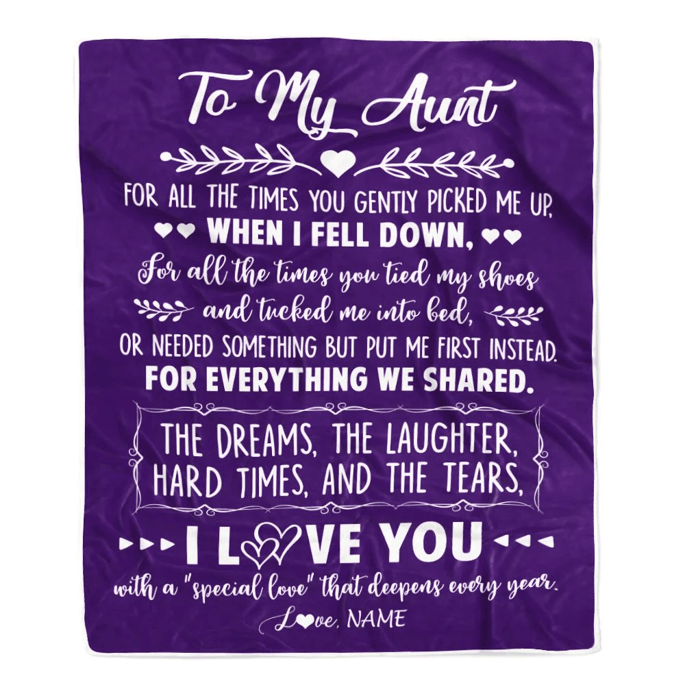 Personalized To My Aunt Blanket From Niece Nephew I Love You With A Special Love Aunt Birthday Mothers Day Christmas Customized Fleece Throw Blanket