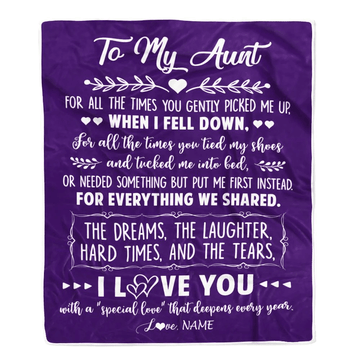 Personalized To My Aunt Blanket From Niece Nephew I Love You With A Special Love Aunt Birthday Mothers Day Christmas Customized Fleece Throw Blanket