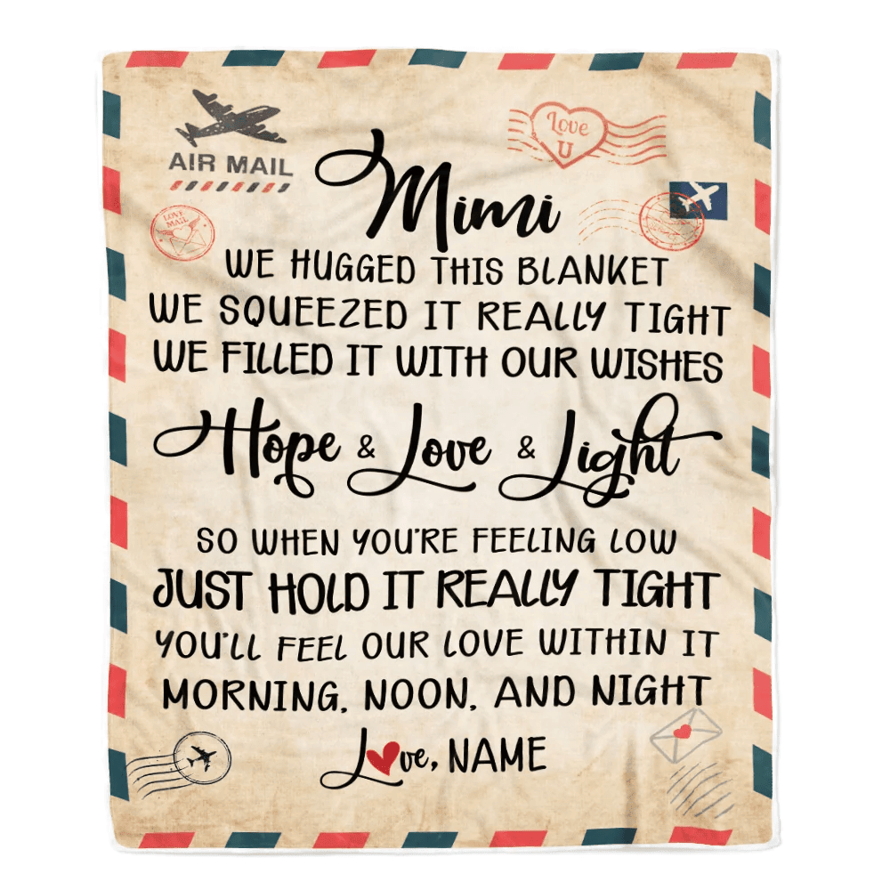 Personalized Mimi Blanket From Grandkids We Hugged This Blanket Mail Letter Mimi Birthday Mothers Day Christmas Customized Fleece Blanket