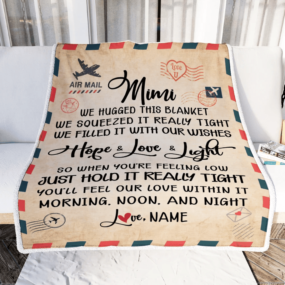 Personalized Mimi Blanket From Grandkids We Hugged This Blanket Mail Letter Mimi Birthday Mothers Day Christmas Customized Fleece Blanket