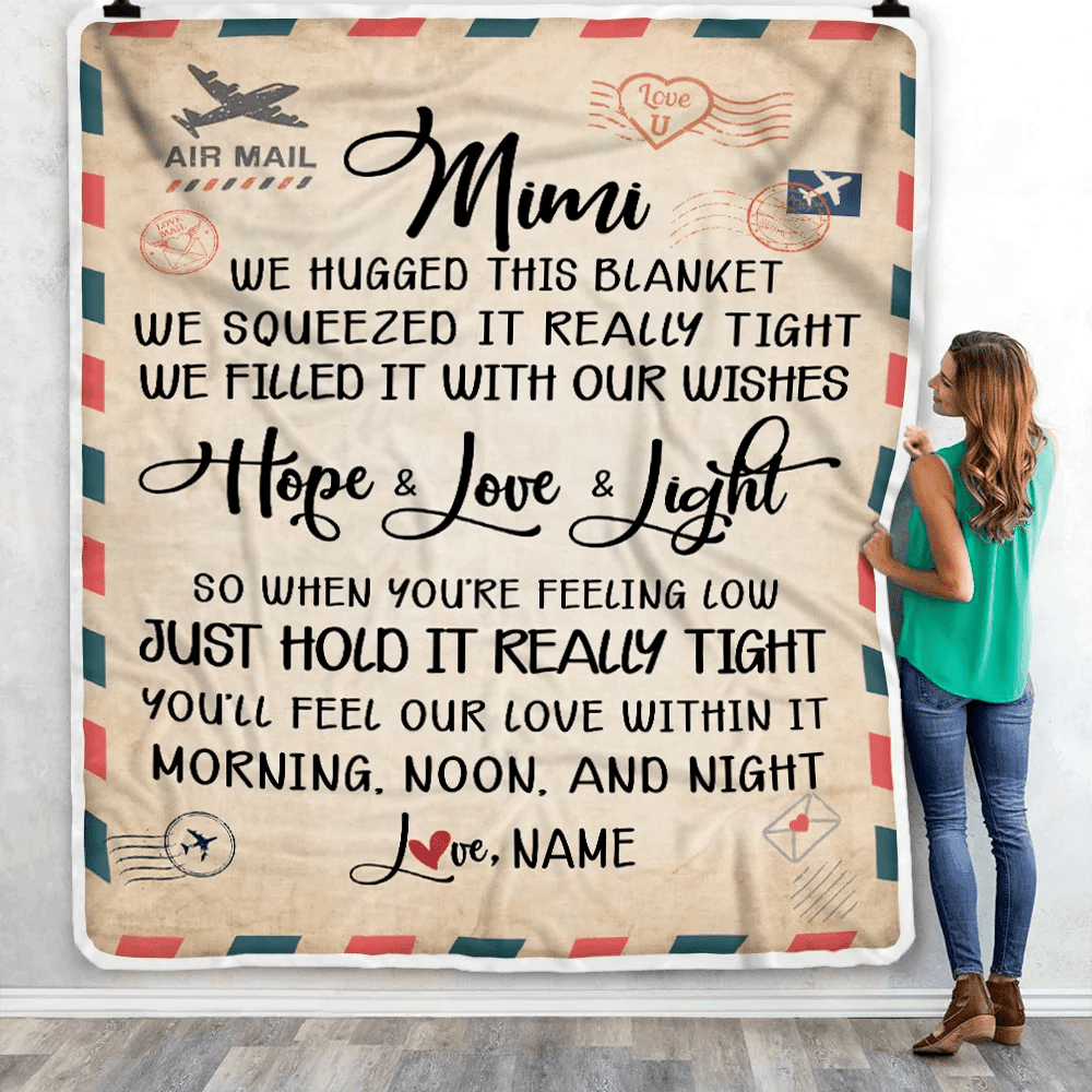 Personalized Mimi Blanket From Grandkids We Hugged This Blanket Mail Letter Mimi Birthday Mothers Day Christmas Customized Fleece Blanket
