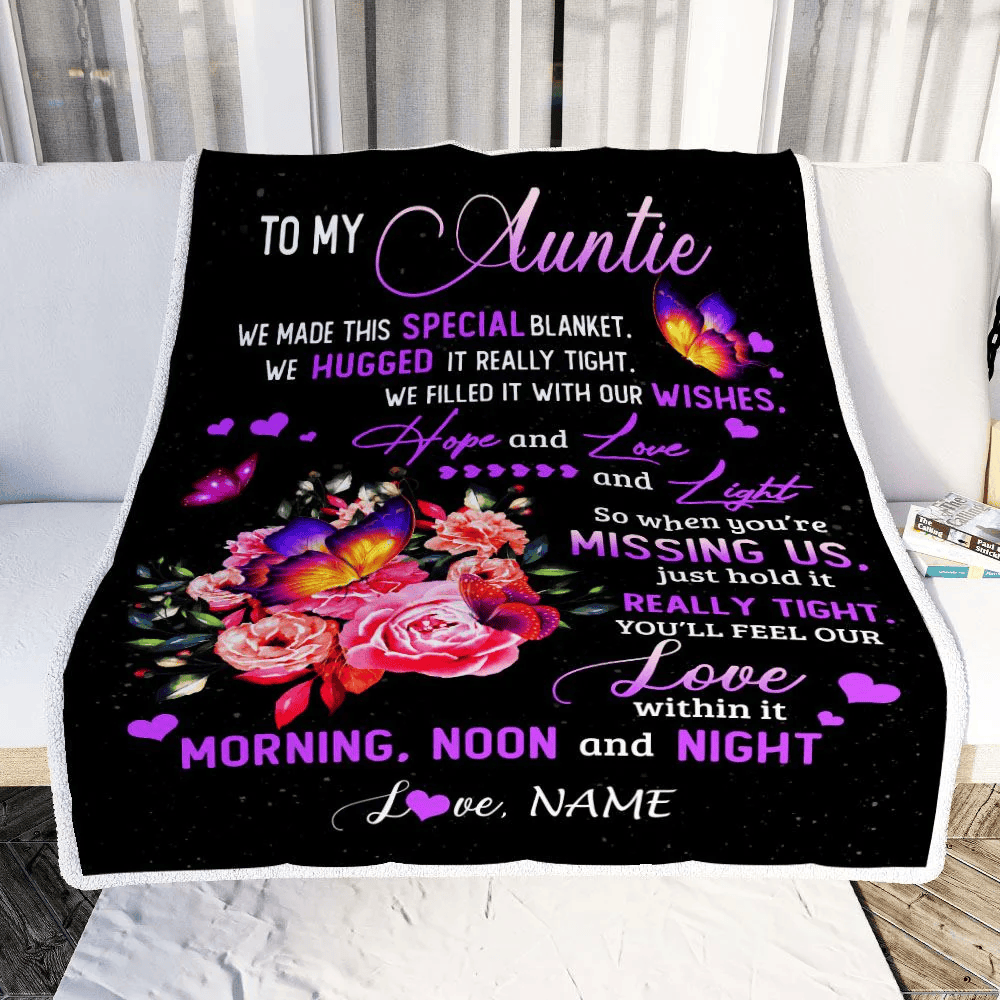 Personalized Auntie Blanket From Niece Nephew We Made This Special Blanket Flower Aunt Birthday Mothers Day Christmas Customized Fleece Throw Blanket
